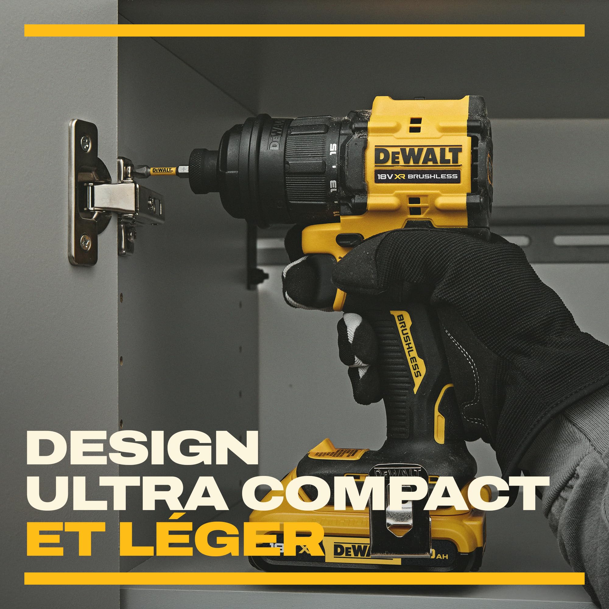 DEWALT Perceuse-visseuse multi-têtes 18V XR, 4 têtes, DCD803KN-XJ | Perceuse-visseuse multi-têtes DEWALT 18V XR compacte avec 4 têtes interchangeables, moteur Brushless et couple de 73 Nm.