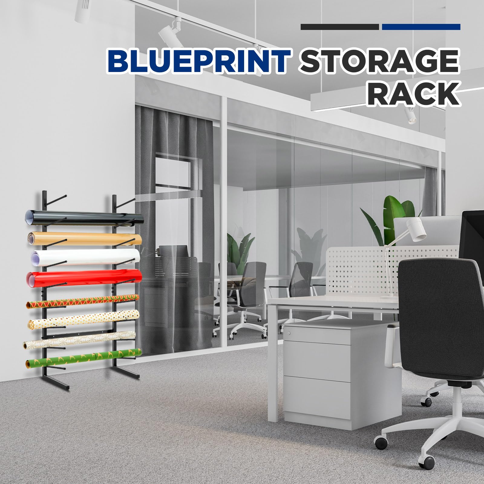 Wall Mount Blueprint Storage Rack Hanging Poster Display Rack Blueprint ...