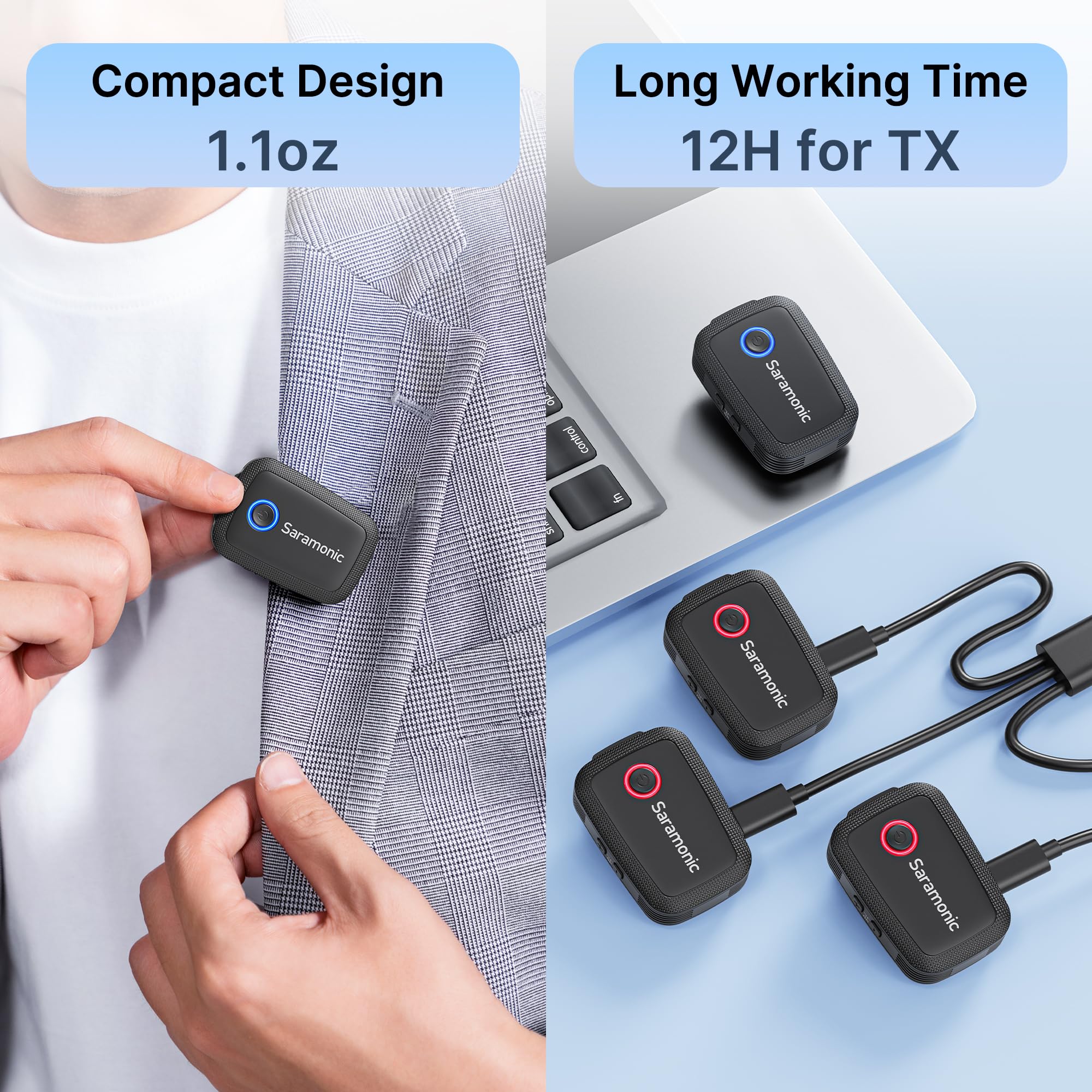 Saramonic Blink 500 T4 4 Personen Wireless Lavalier Mic System, 2,4 GHz, 100 m Reichweite, 4 Sender & 1 Empfänger, 24-Bit Sound, für DSLR, Camcorder, Smartphone, YouTube, Interview, Podcast