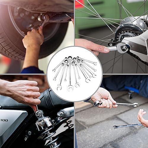 Miniatura 7 de SEKETMAN Juego de llaves combinadas de trinquete 72 dientes 12 puntos SAE 9 piezas 516 a 34 pulgadas acero al cromo vanadio