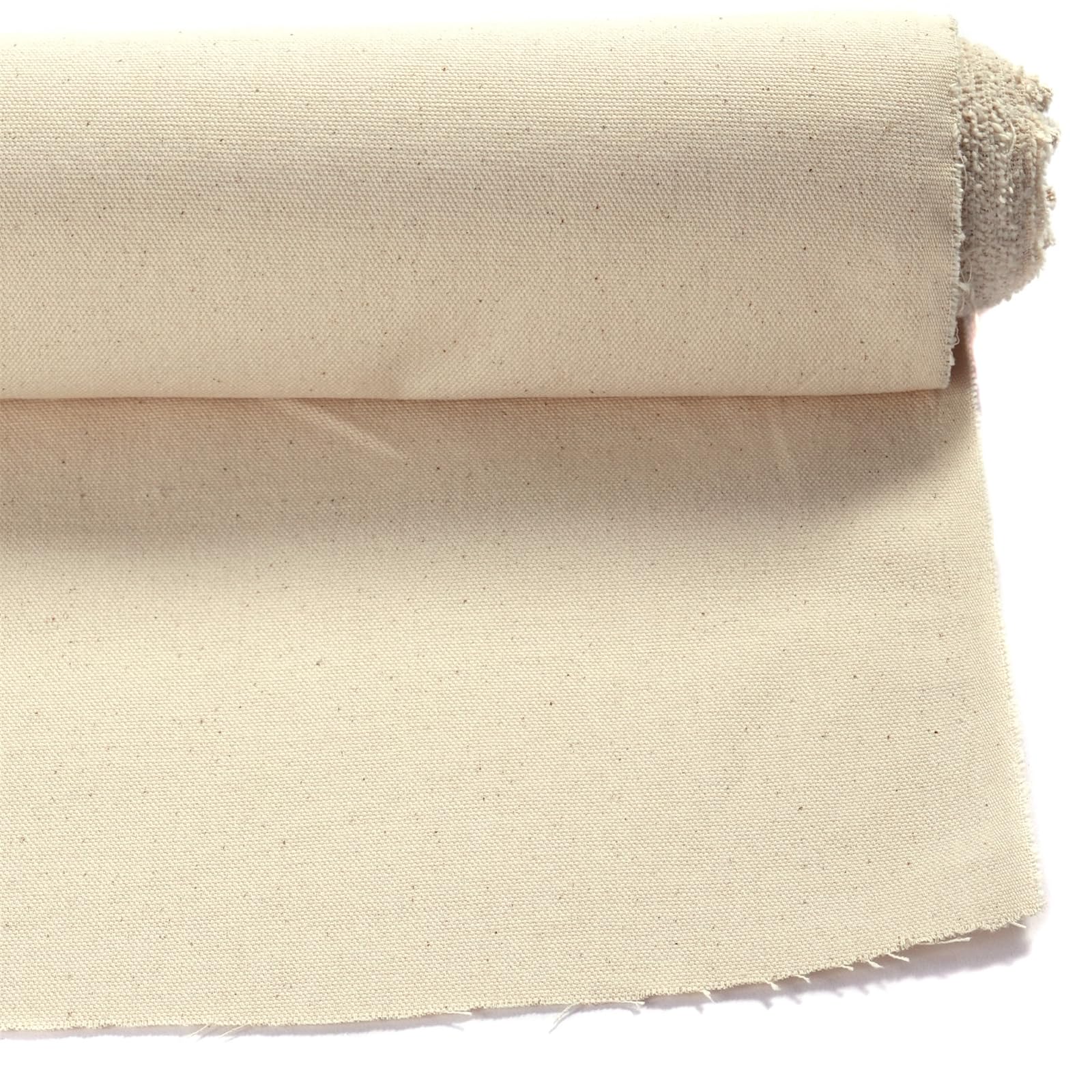 ARTIKUM Tela su Rotolo Senza Primer | 1,6 x 5m, 100% Cotone, 280 g/m², antistrappo | Tela verniciante per la Copertura dei telai delle barelle | Tessuto Grezzo, Non trattata