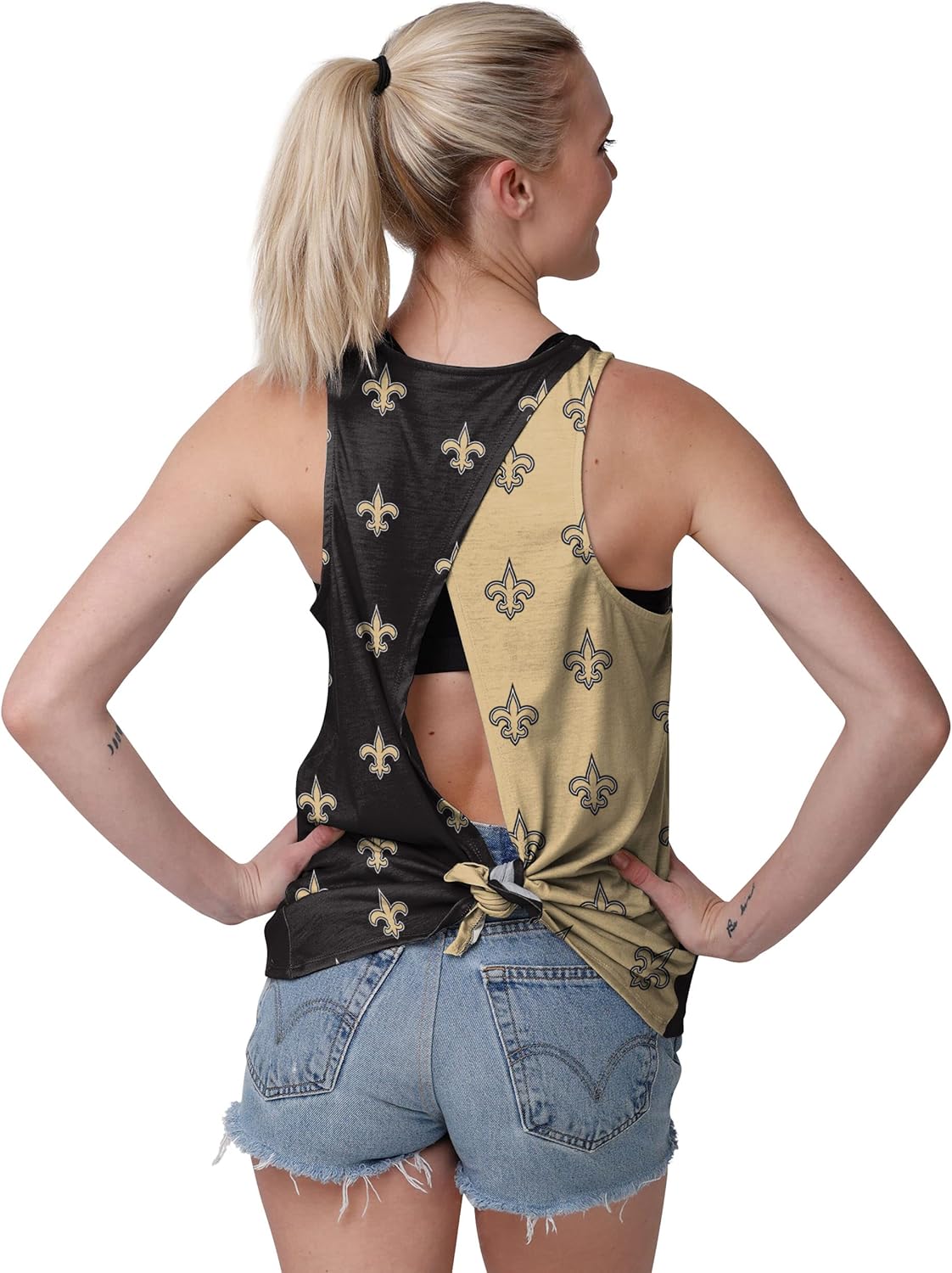 FOCO NFL Womens NFL Team Logo Wordmark Mini Print Tie-Breaker Tank Top Shirt