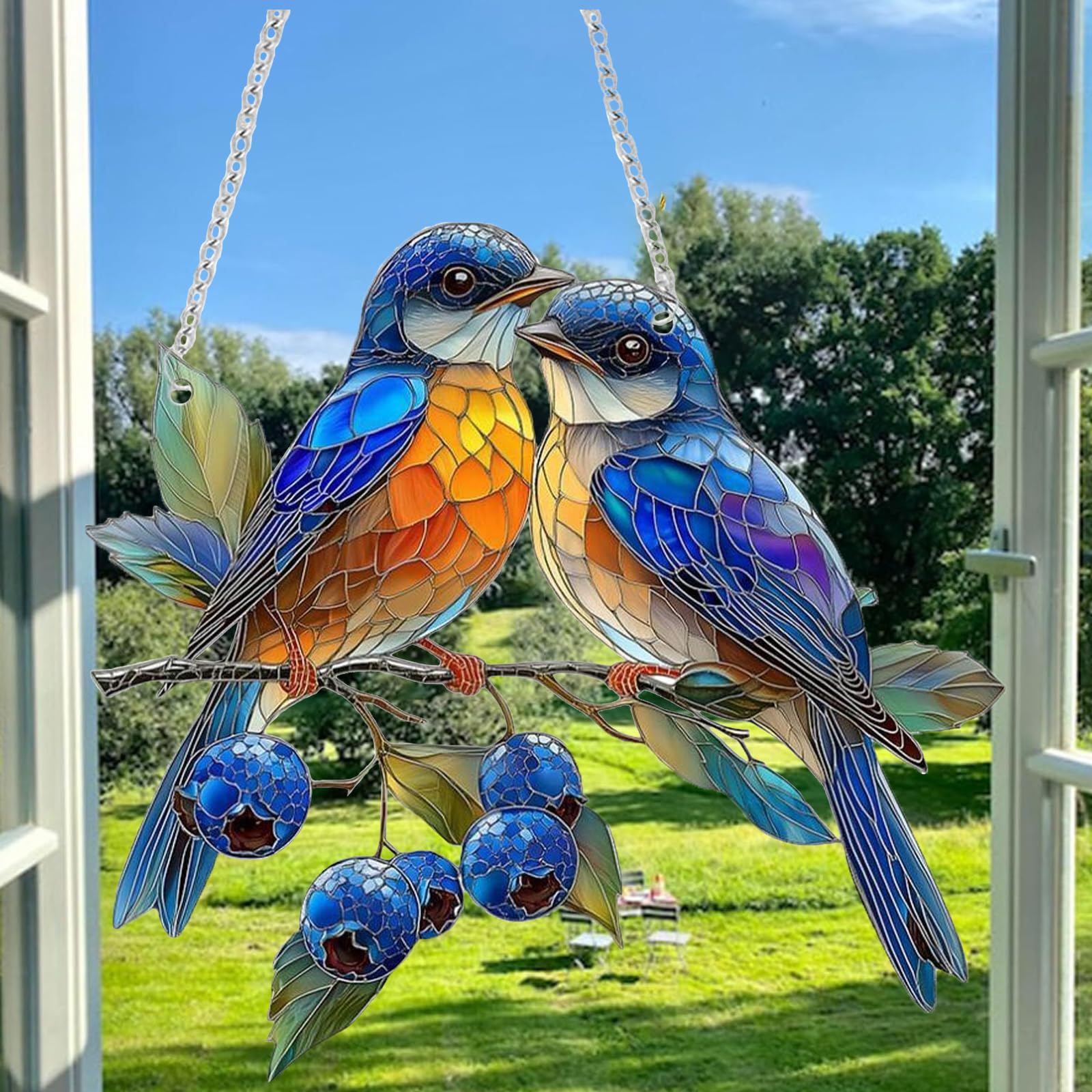Atrapasoles Colgante Pájaro Decorativo de Acrílico 18x20 cm Decoración Hogar y Jardín Veleta de Viento Sun Catcher para Ventanas Paredes Árboles o Terraza Decoración Interior y Exterior