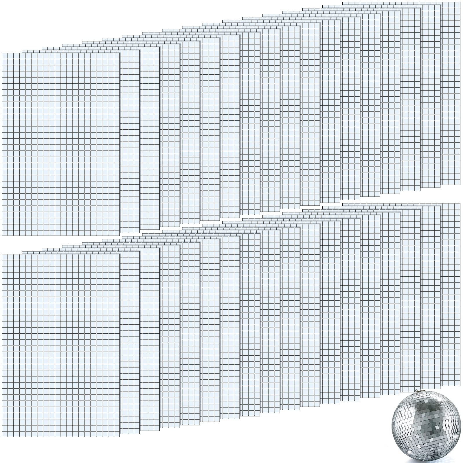 Carreaux de mosaïque autocollants 5 x 5 mm argenté effet miroir brillant (21600 pièces)