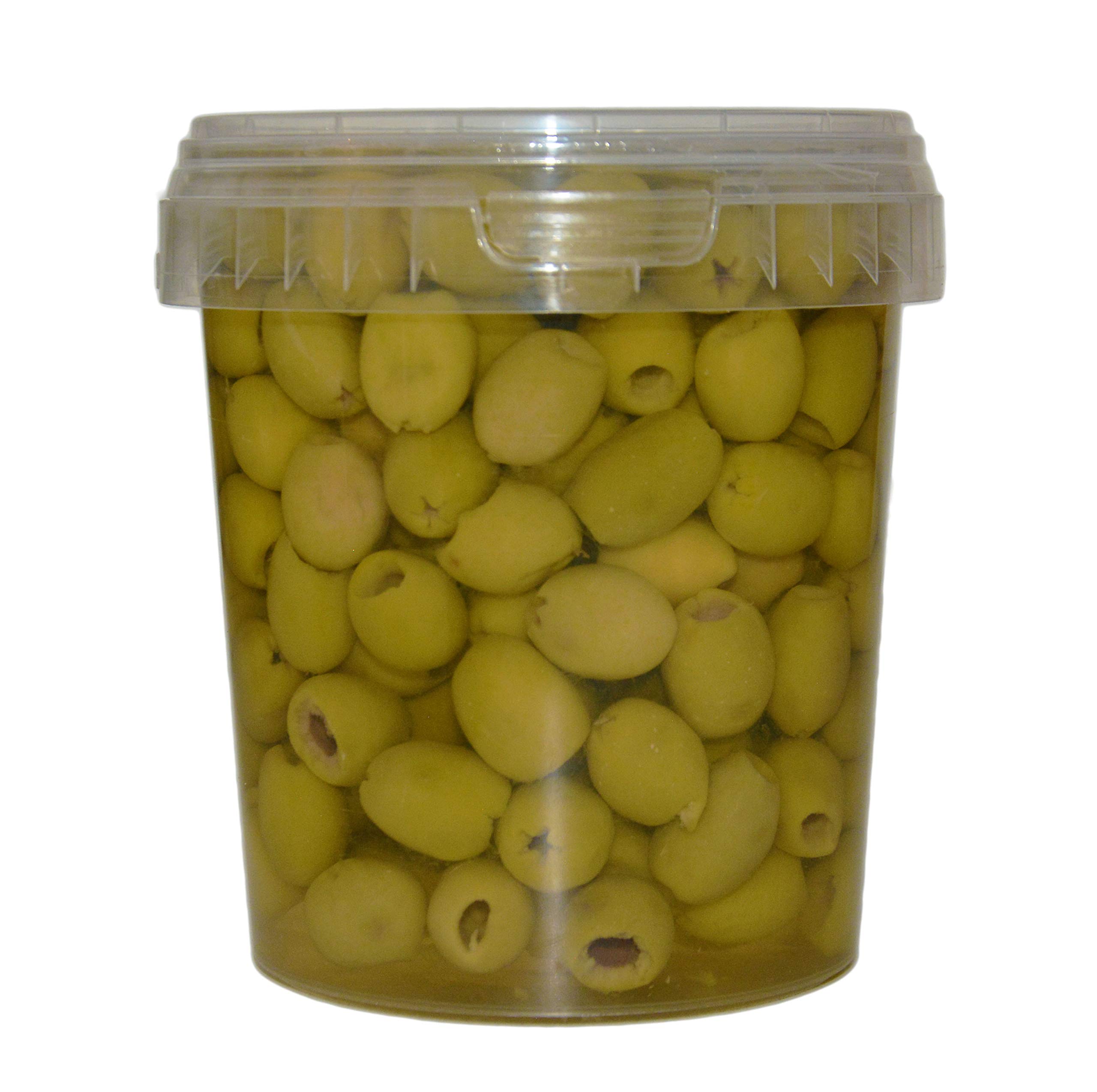 Hymor grüne Oliven entsteint - 5x 450g Behälter - Oliven aus Marokko ohne Stein Marokkanische Olive eingelegt in Lake vegan, glutenfrei, zu Tapas, Salaten, beim Kochen