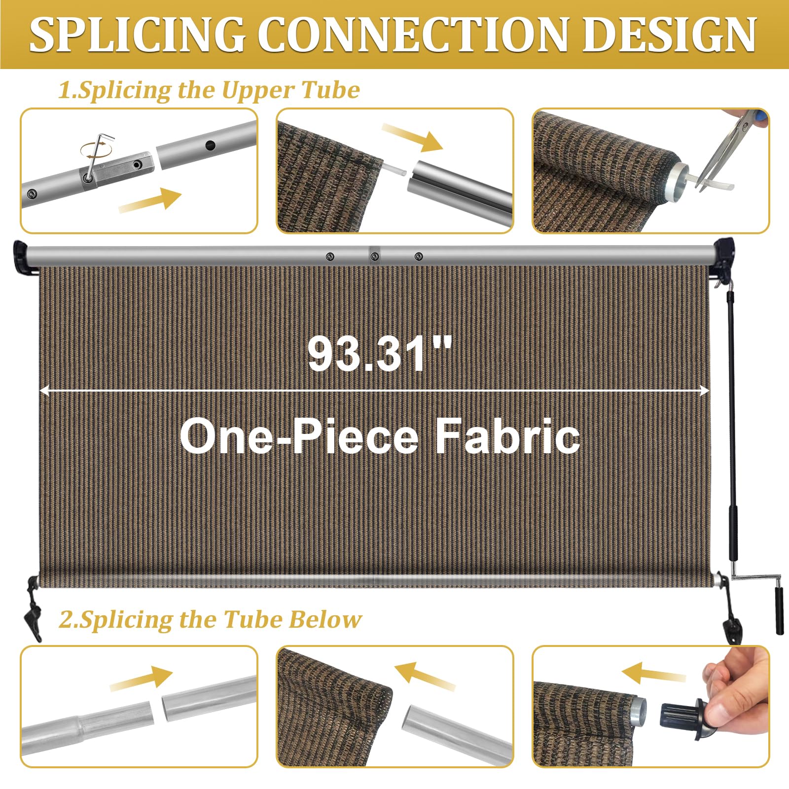 Best Outdoor Patio Shades for 2026 1 Shade&Beyond Outdoor Roller Shades with Splicing Design, 8' W x 8' H Cordless Pa — product photo