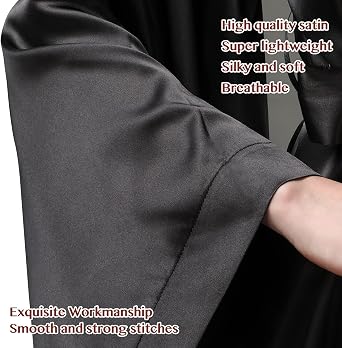 BATHGOWN Women's Silk Kimono Long Robe Satin Bridesmaid Wedding Sleepwear Beach Blouses Bikini Cover Up Plus Size
