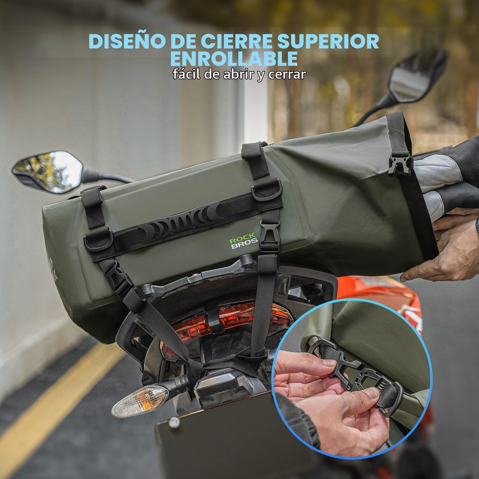ROCKBROS Bolsa Asiento Trasero para Moto 30L, Bolsa Sillín de PVC Impermeable Maletero Reflectante para Motociclismo Viajes