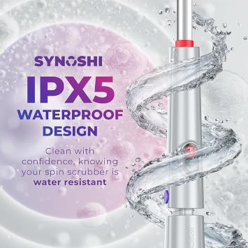 Synoshi PRO Electric Spin Scrubber with Long Handle & Cone Brush Heads | Cordless Shower Scrubber, Bathroom Cleaning Brush, Adjustable Angles, 2 Speeds Power Scrubber for Tub, Floor & Tile