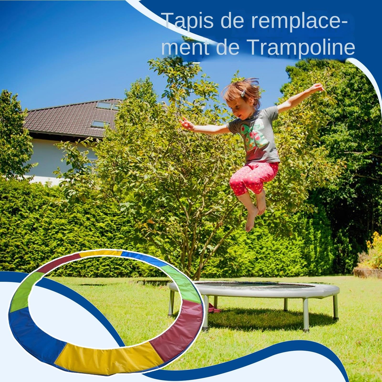 Protector de trampolín, funda de seguridad para muelles de trampolín, protección a prueba de polvo e impermeable que prolonga la vida útil para jardín y patio al aire libre resistente