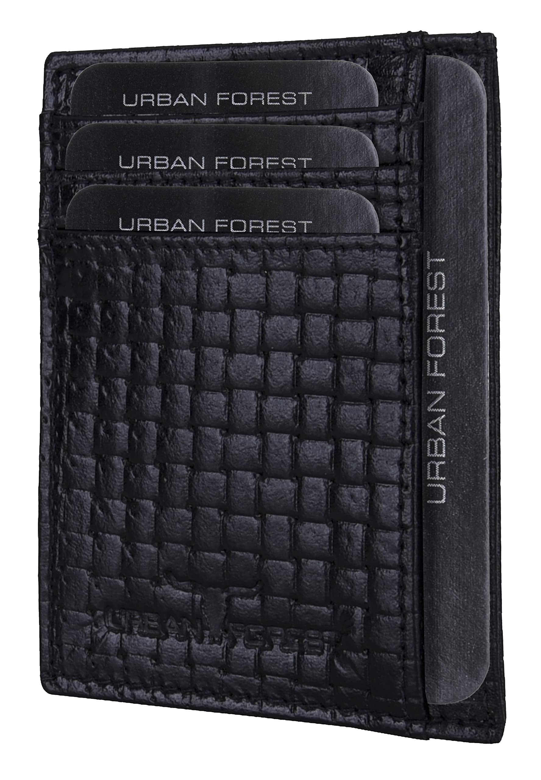 URBAN FOREST Printed Black Chris Leather Credit Card Holder for Men