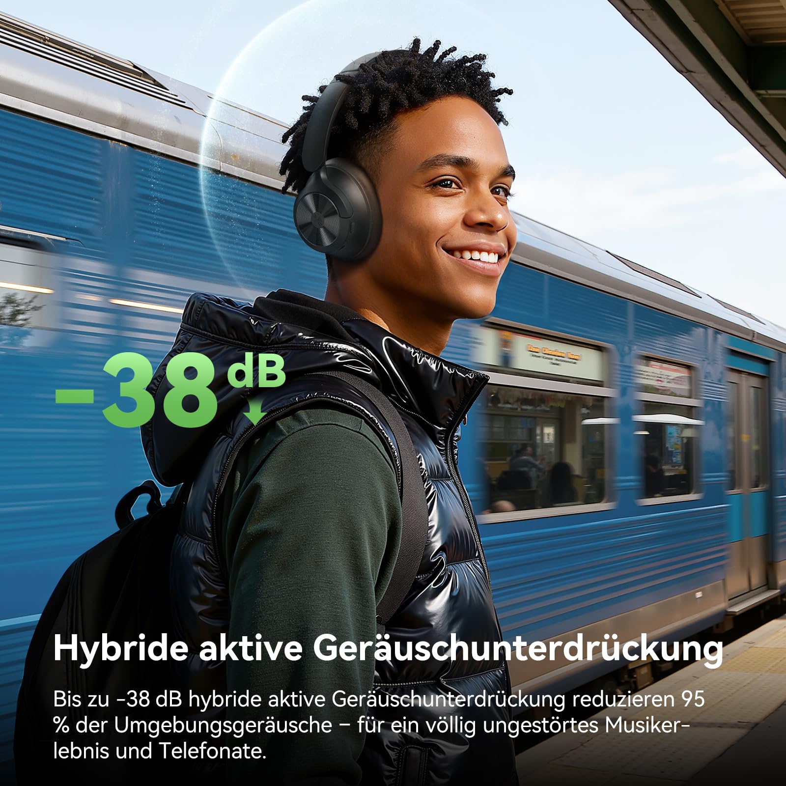 OneOdio Focus A1 Pro On Ear Kopfhörer Bluetooth, Hybrid Aktive Noise Cancelling, 70 Stunden Akku mit Schnellladen, Bluetooth 6.0, Transparenzmodus, Duale Verbindung, Klare ENC Anrufe, Faltbar tragbar