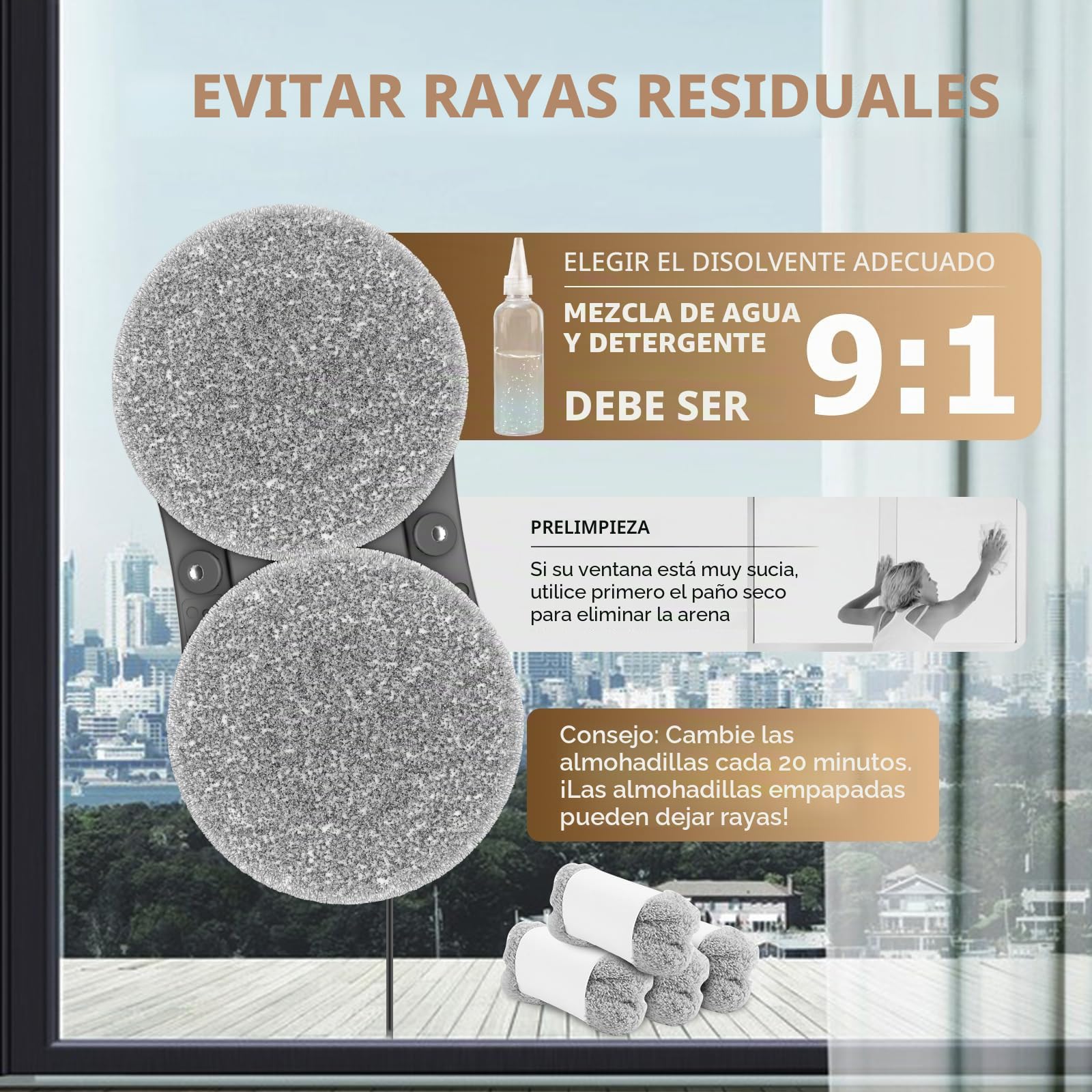 CHOVERY Robot de limpieza de ventanas automático con doble spray de agua CL3, limpiador de ventanas, robot limpiador de ventanas, robot de limpieza de vidrio, eléctrico de 3000 Pa Sunction Power