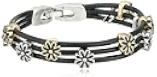 Two Tone Flower Woven Leather Bracelet