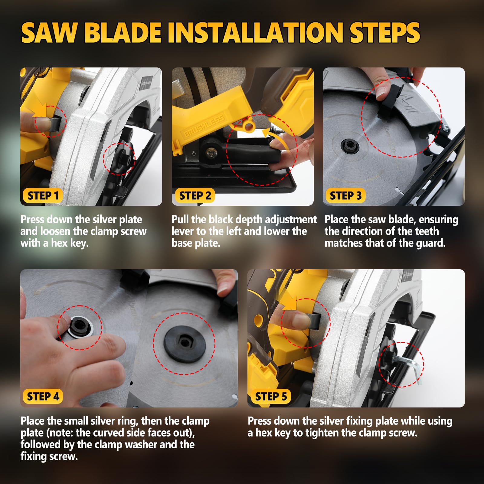 Kabellose Kreissäge kompatibel mit Dewalt 18/20 V Akku, elektrische Kreissäge mit 2 Klingen, 5000 U/min, Fasen 0-45°, zum Schneiden von Holz, Fliesen, Metall, Kunststoff
