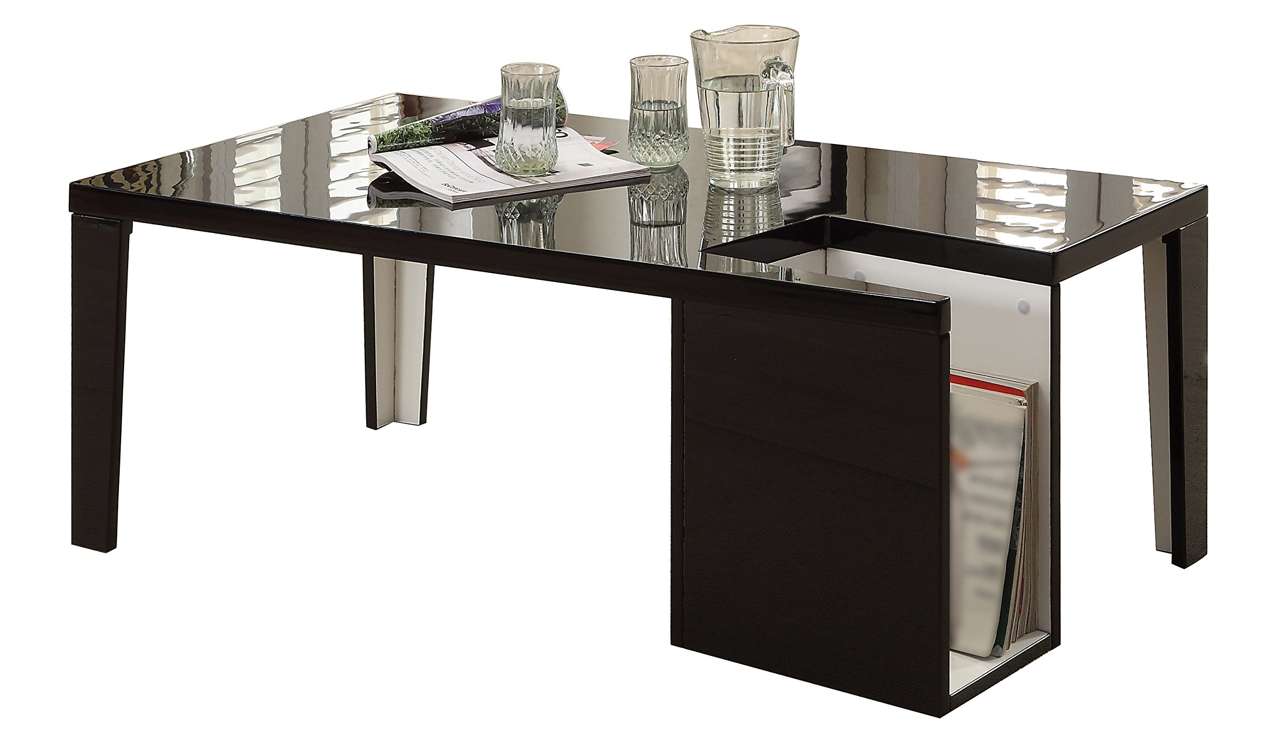 24/7 Shop at Home Naomi Contemporary Rectangle 1-Storage Coffee Table, Black