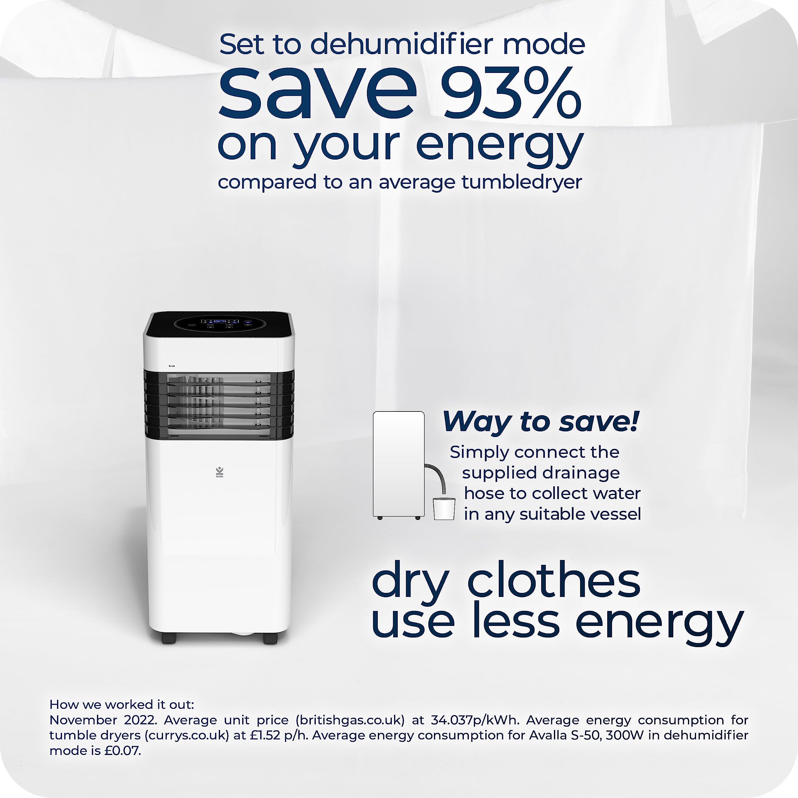 Avalla S-50 4-in-1 Air Conditioning Unit Portable; 3000BTU 7.2L  Dehumidifier, 890W Industrial Class Mobile AC Unit, 12m³ Cooling Coverage,  Portable Air-Conditioner Unit : Amazon.co.uk: Home u0026 Kitchen