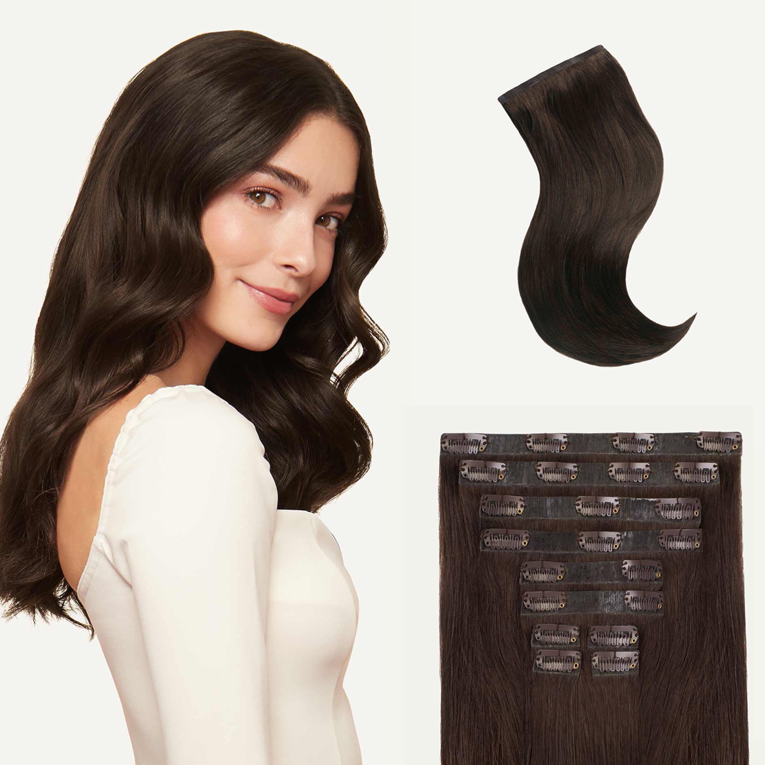 Luxy 100% Remy Human Hair, Classic 160g Clip-In Hair Extensions - 10 Wefts Multi-Dimensional Color for Natural Blending, Adds Volume & Length, Easy