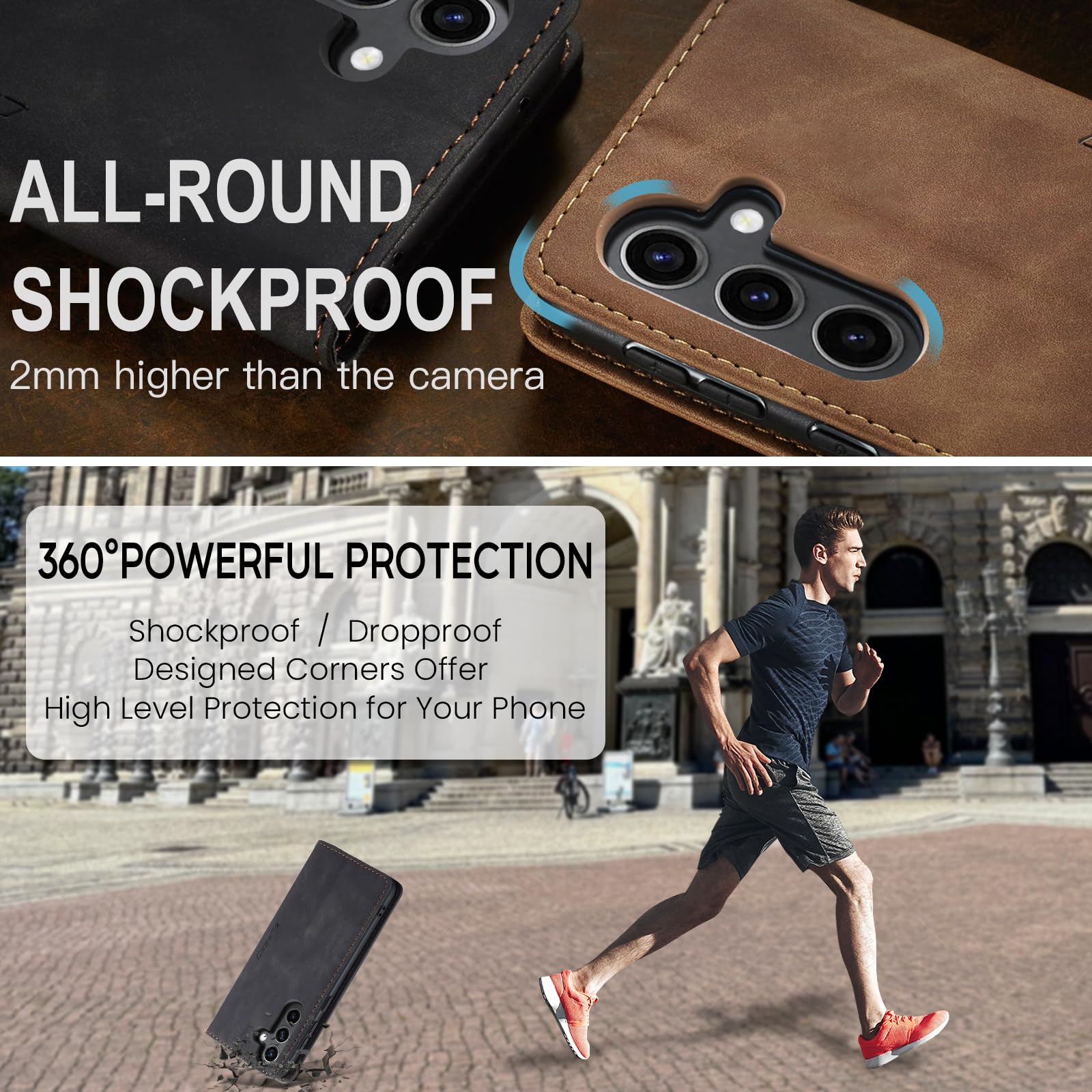 Monweicz Cover Compatibile con Samsung Galaxy S24, Custodia Portafoglio con Slot per Scheda, Protezione Completa Premium in Pelle PU, Flip Libro Magnetica Samsung Galaxy S24, Nero