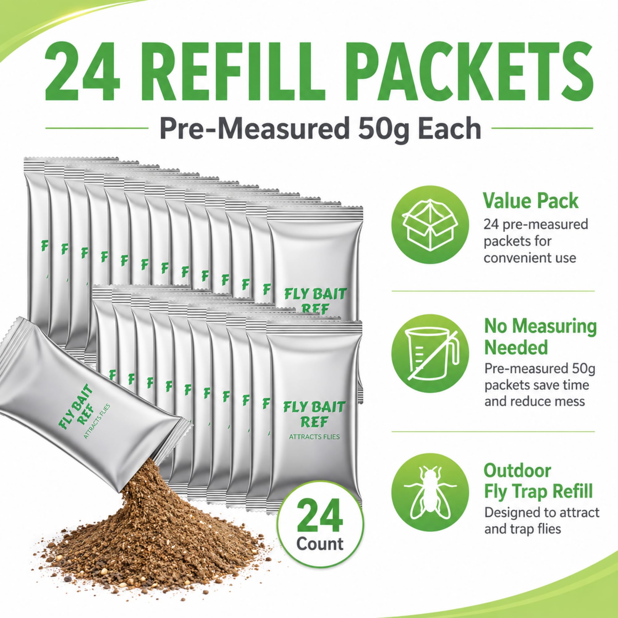 24 trappole per mosche da 30 g, per esterni, per casa, giardino, cortile, ranch, cavalli, mosche