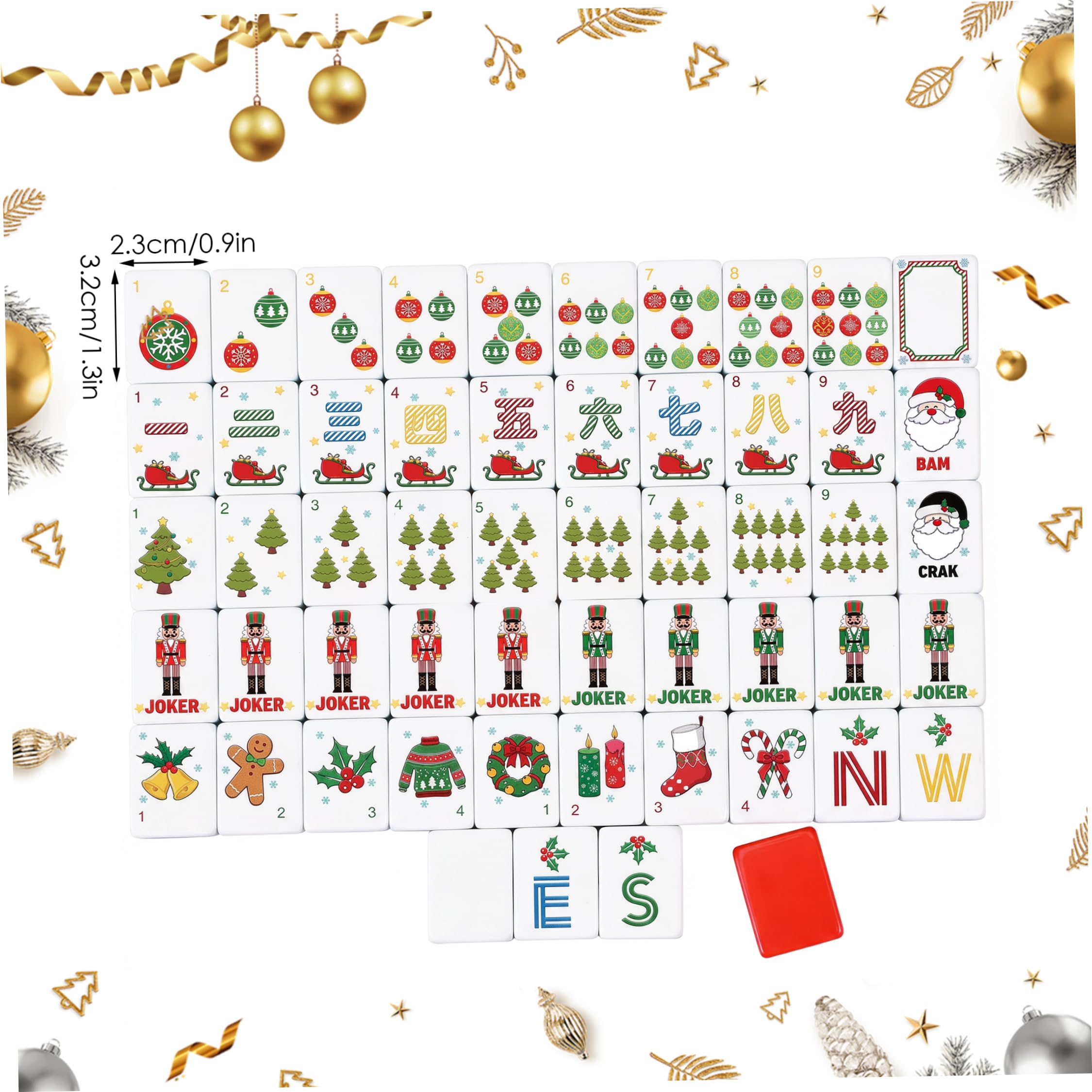 Weihnachts-Mahjong-Fliesen, Mini-Reise-Mahjong-Set aus Acryl