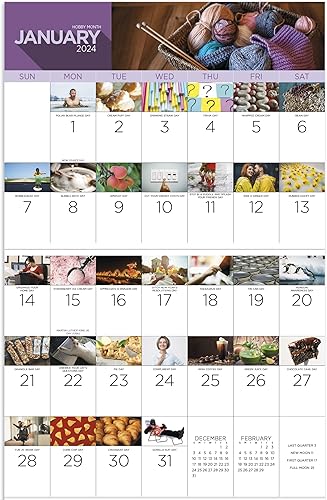 Calendario de pared colgante 2024 de bloque grande del Día Nacional, 19 x 11 pulgadas (abierto) planificador y organizador de citas mensuales 2024.