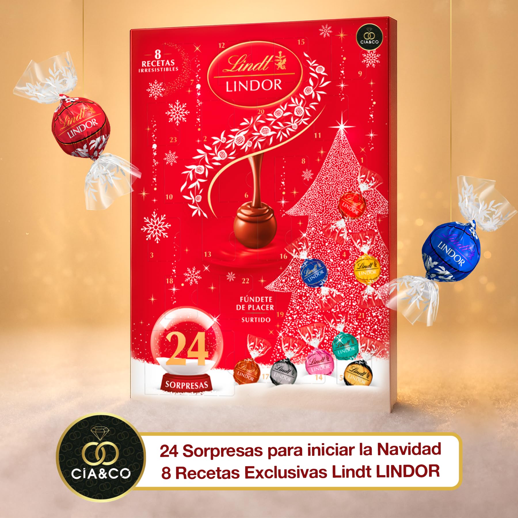 Calendario de Adviento LINDT LINDOR 2025 24 Bombones Gourmet 312 g Regalo Navideño Premium
