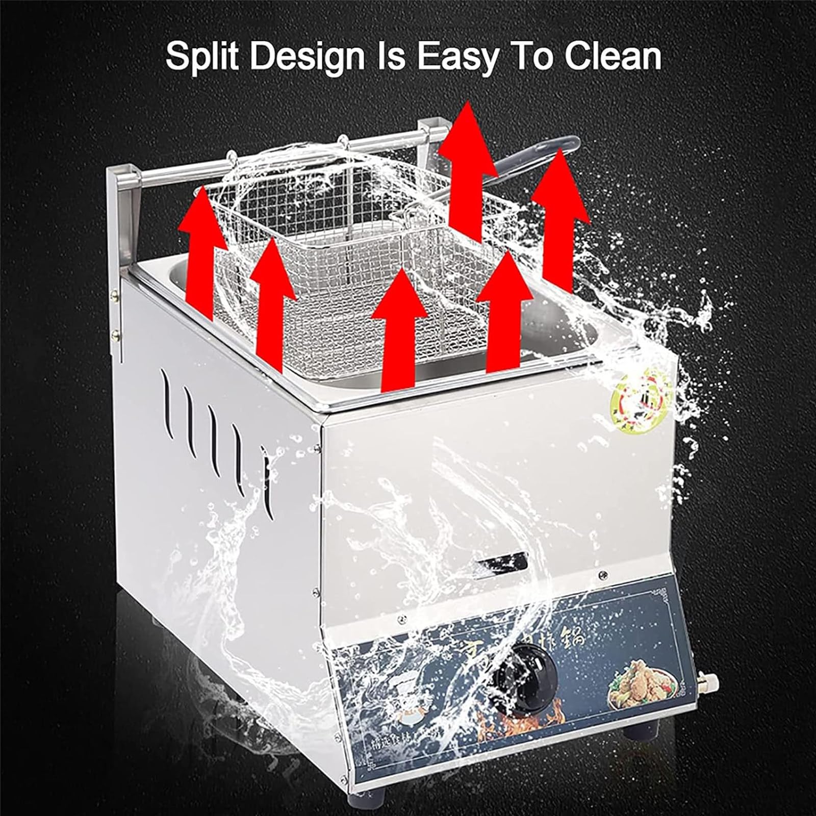Deep Fryer Friggitrice A Gas Professionale,Friggitrice in Acciaio Inossidabile,Potenza Fuoco Regolabile,per Cestello per Ristorante Commerciale Famiglia ​Friggitrice,10L