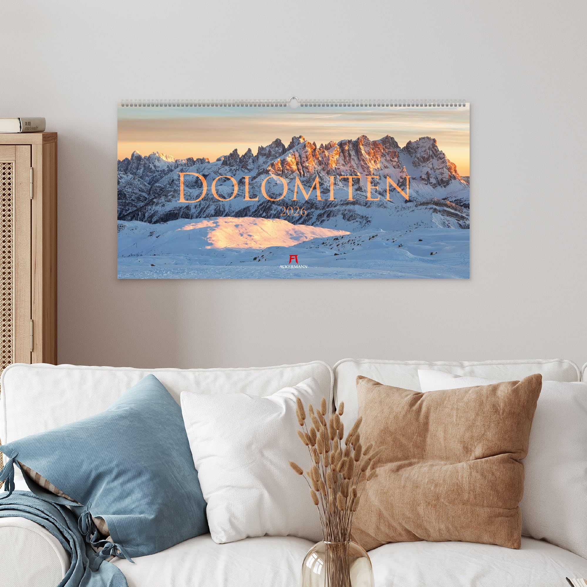 Dolomiten Kalender 2026 | Bildgewaltiger Berge-Kalender im schlanken Querformat (66x33 cm) | Südtirol für Alpinist:innen und Wander:innen