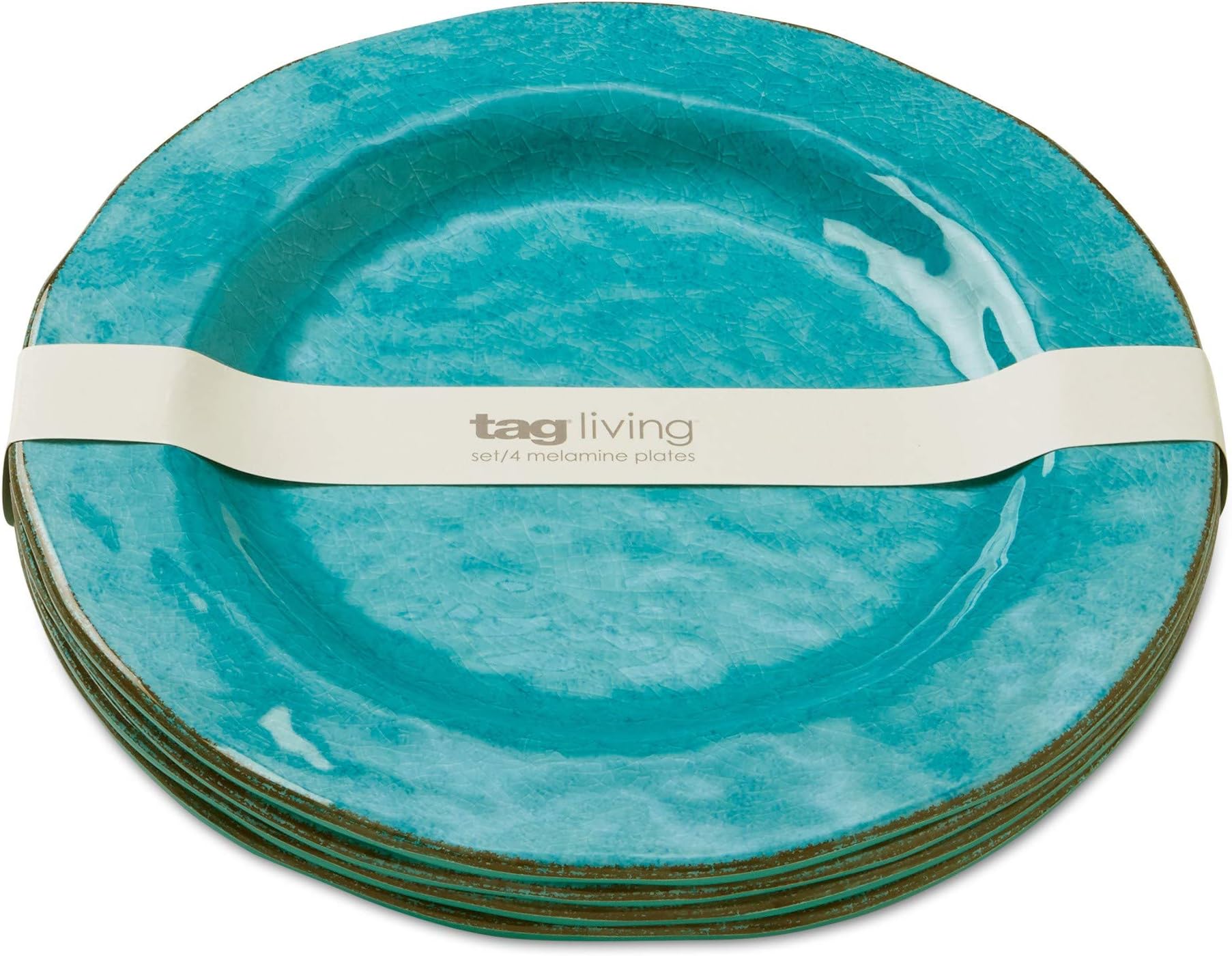 tag - Veranda Melamine Dinner Plate, Durable, BPA-Free and Great for Outdoor or Casual Meals, Ocean Blue (Set Of 4)