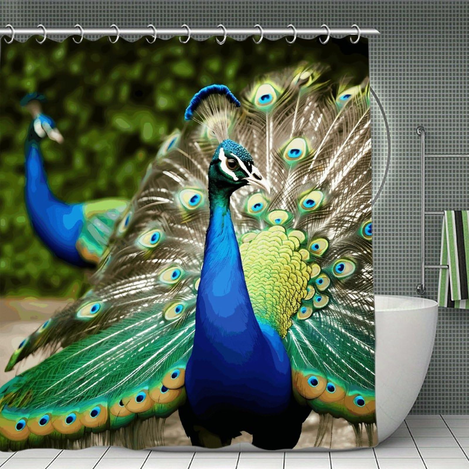 FekiLoot Beautiful Peacock Shower Curtain Thick Weighted Shower Curtain Classic Unique Bath Curtains Heavy Duty Long Showers Curtains for Bathroom Bath Tubs Machine Wash 70.8"x70.8"