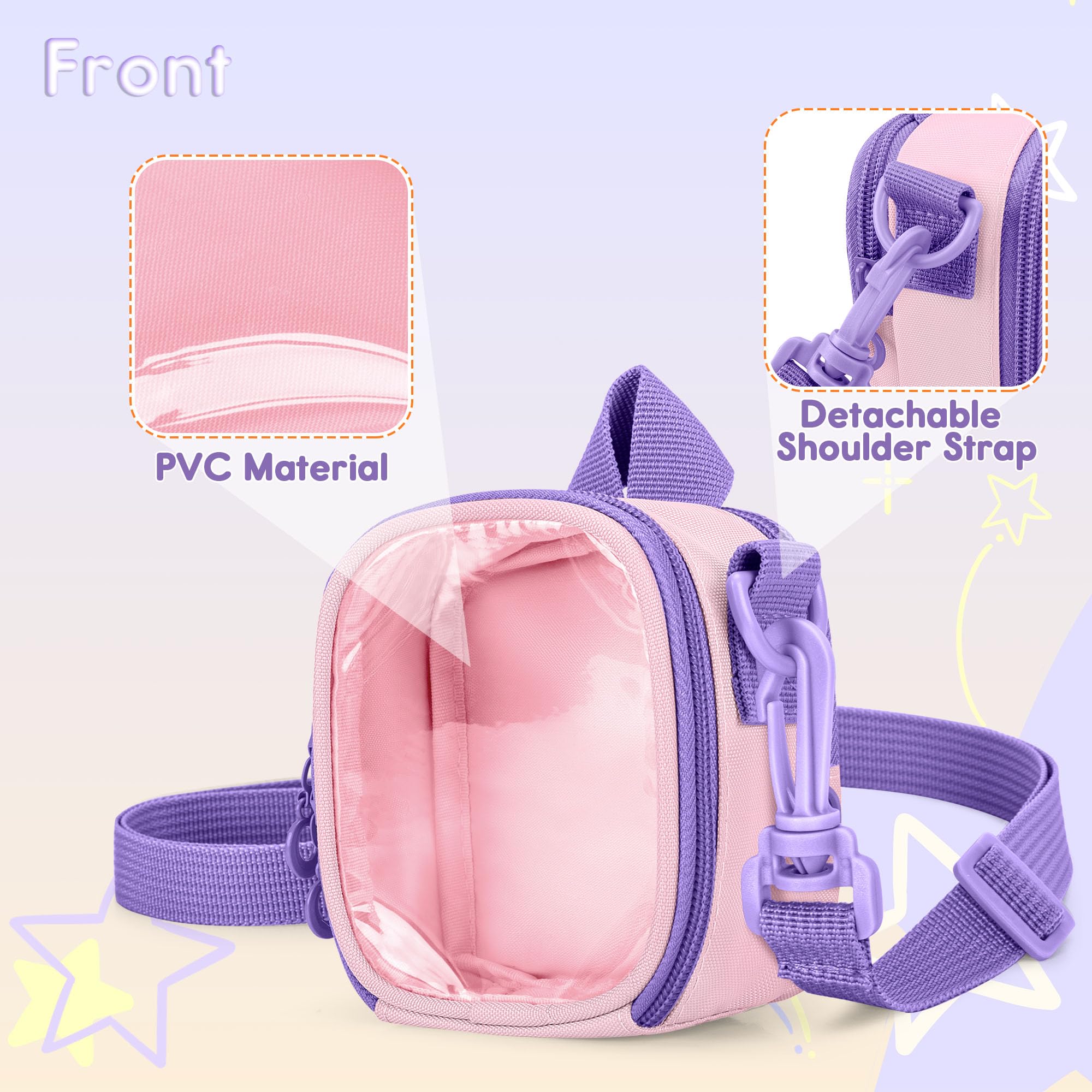 LoDrid Étui de Transport Compatible avec Yoto Mini (édition 2024), Sac de Rangement Portable pour Lecteur Audio avec bandoulière Amovible, Poche arrière pour Cartes ou Accessoires, Violet
