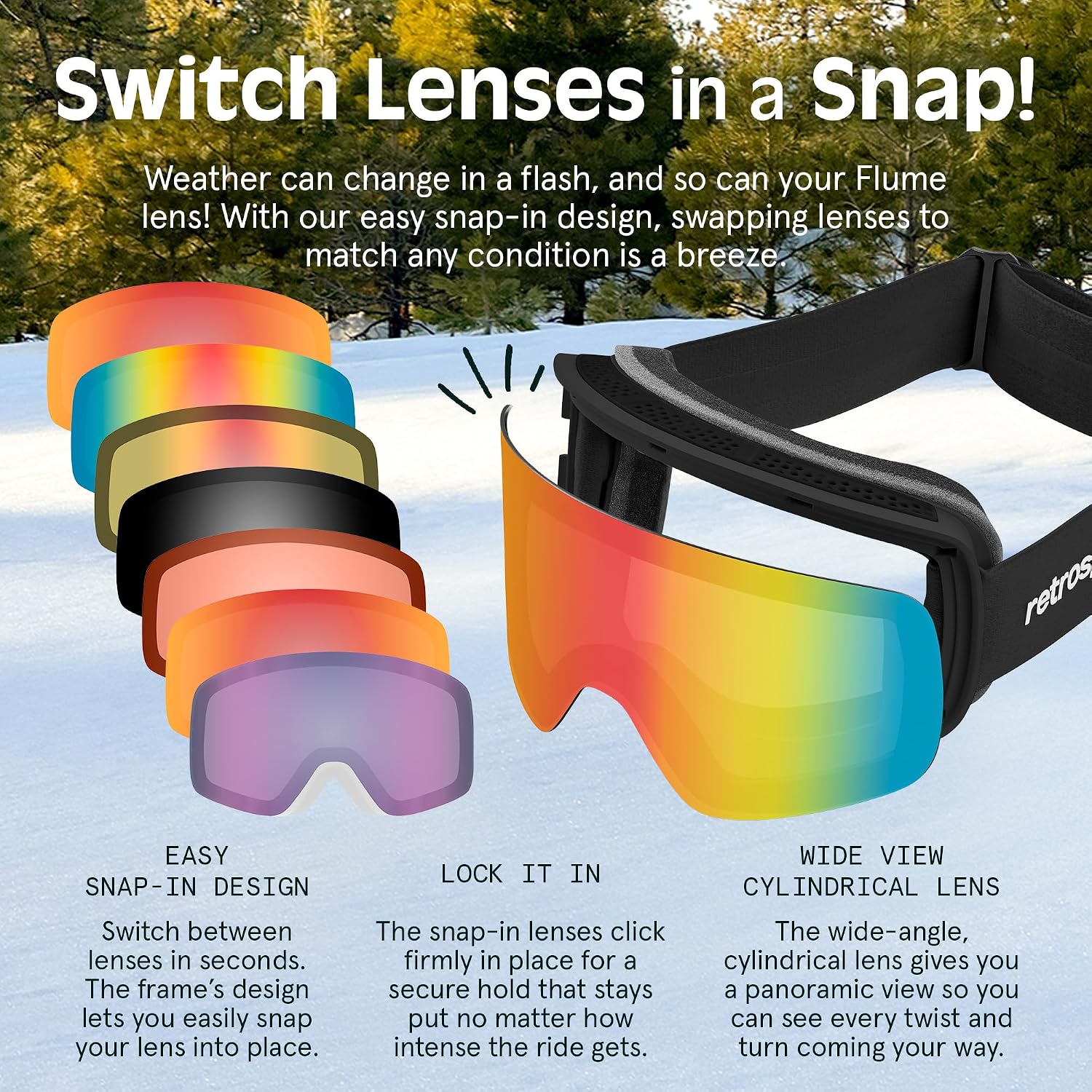Retrospec Flume Ski Goggles for Men and Women UV Protection