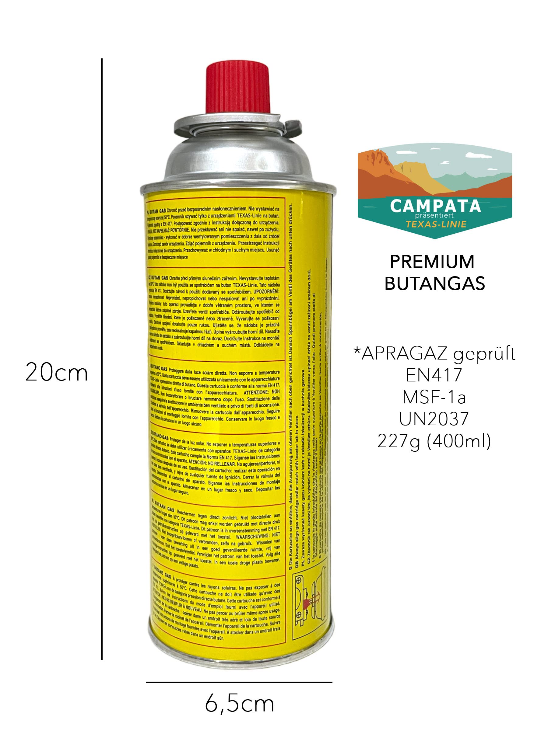 Lot de 4 cartouches de gaz butane pour camping - 227 g - 520 ml - Réchaud de camping - Réchaud à gaz - Réchaud à gaz - Chalumeau à souder (4 cartouches)