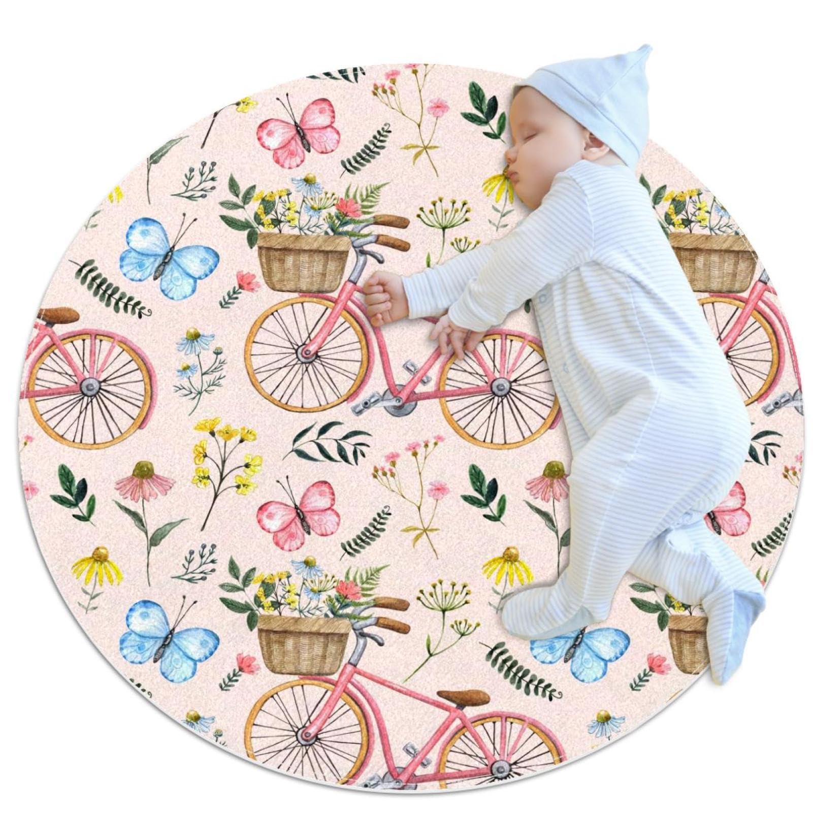 Tapis de bain romantique antidérapant rond 1m pour sol de chambre