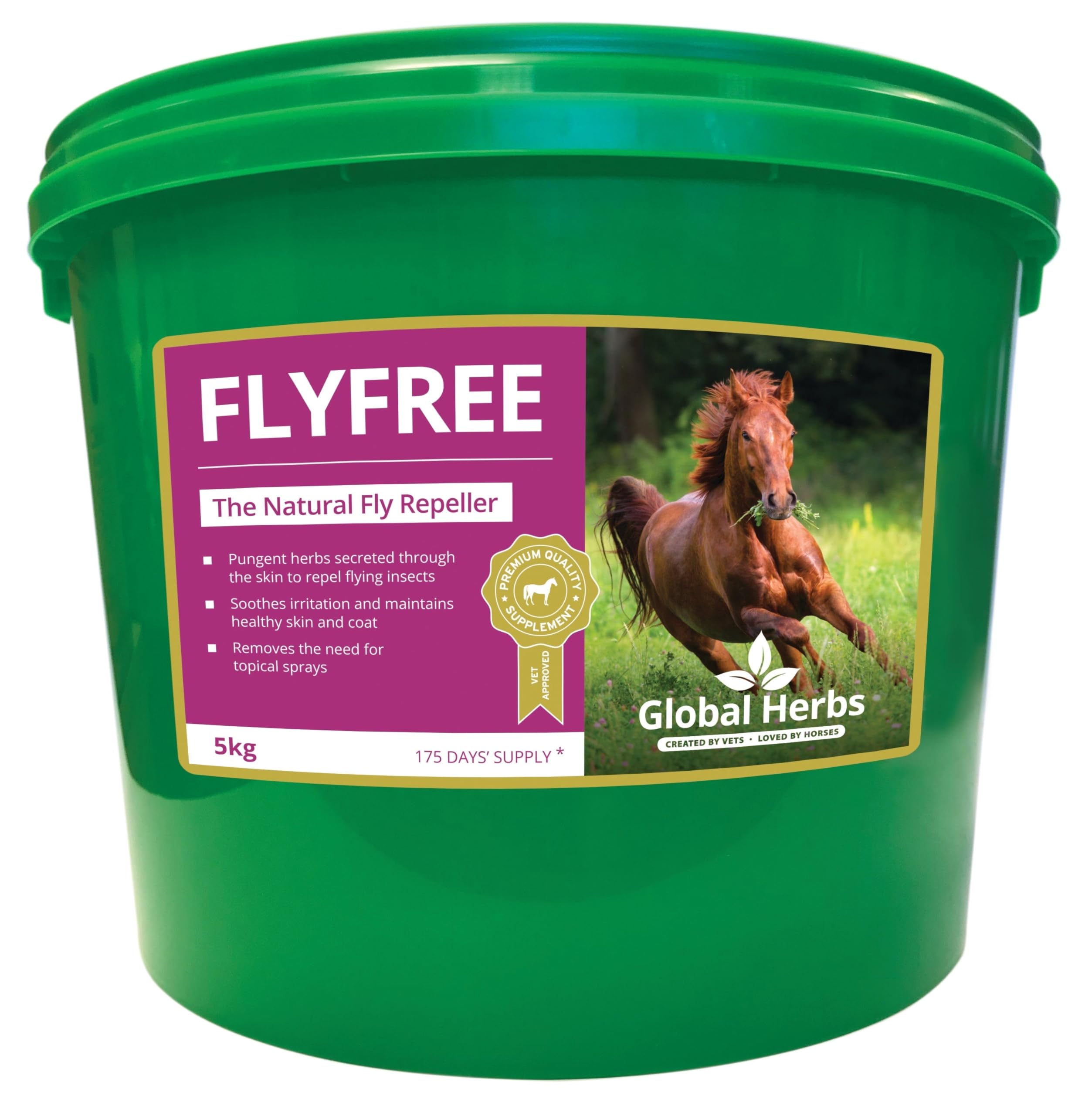 Global Herbs FlyFree Equine Internal Fly & Midge Support Powder 5kg — image 1