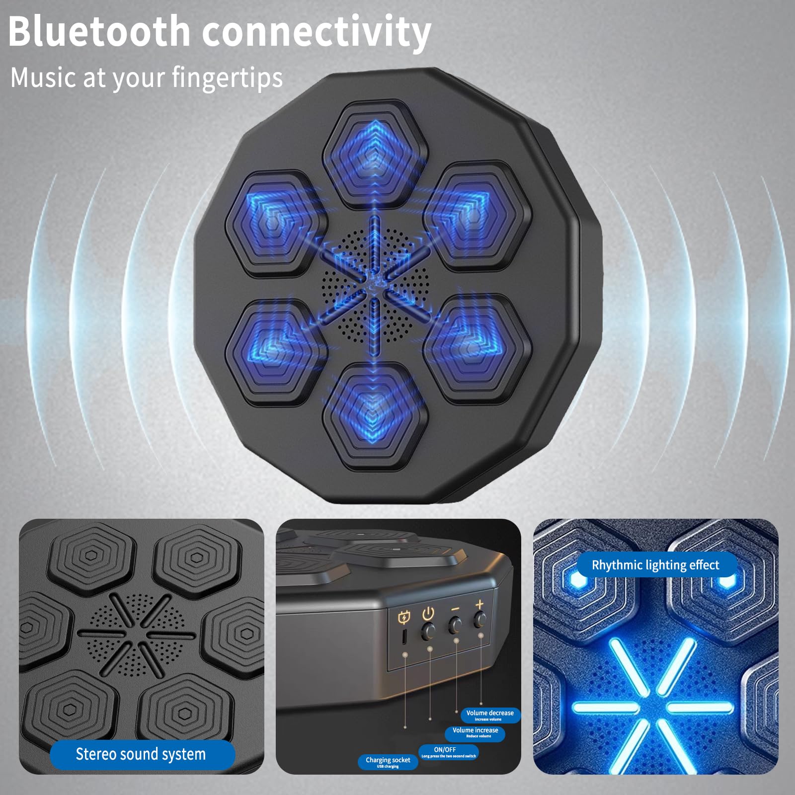 Produktbild von Boxmaschine Für Musik Music Boxing Machine, Smart Elektronische Boxmaschine LED Wandmontiertes Boxziel Mit Musik, Unterstu00fctzt Bluetooth, Geschwindigkeitseinstellung Musik Boxing Machine