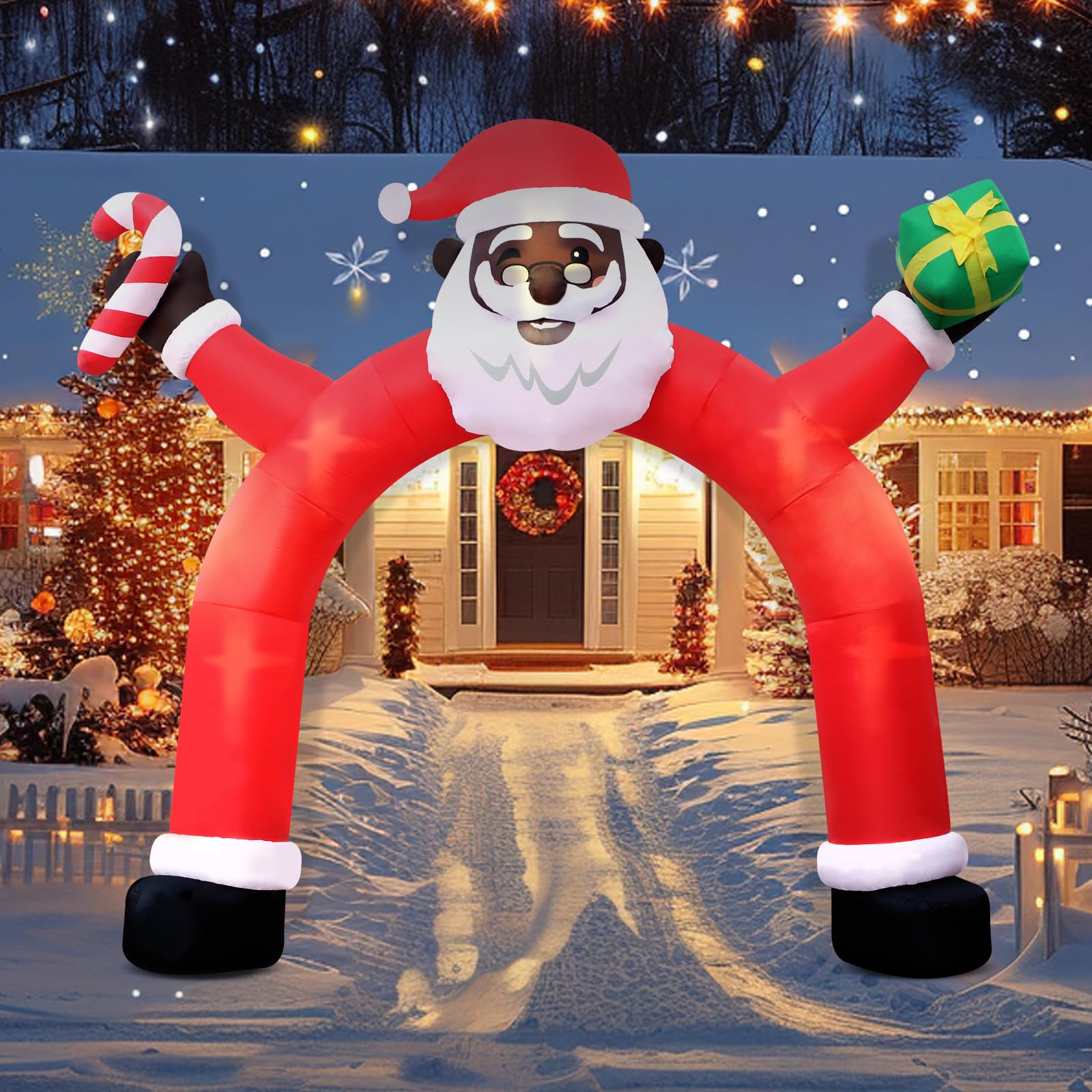Kitticcino Christmas Inflatable  5.3FT Pink Santa Inflatable Decoration Built-in LED Lights Christmas Blow Up Santa Decorations Xmas Holiday Yard Lawn Party Garden Outdoor Decor: Black Santa