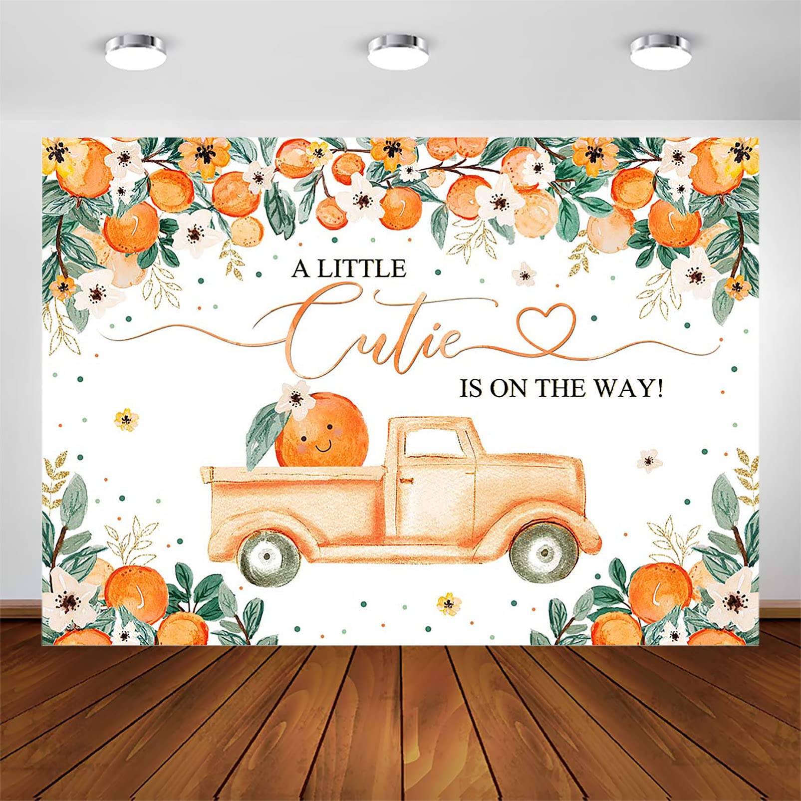Avezano Little Cutie Baby Shower Backdrop A Little Cutie is On The Way Baby Shower Party Decorations Orange Cuties Theme Baby Shower Photoshoot Background Banner (7x5ft(84x60in))