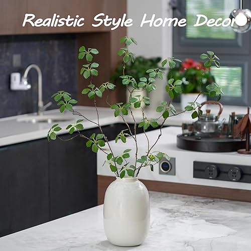 Miniatura 7 de MISSWARM 2 ramas artificiales con hojas, plantas artificiales de 33.5 pulgadas en interiores, plantas artificiales para decoración de escritorio,