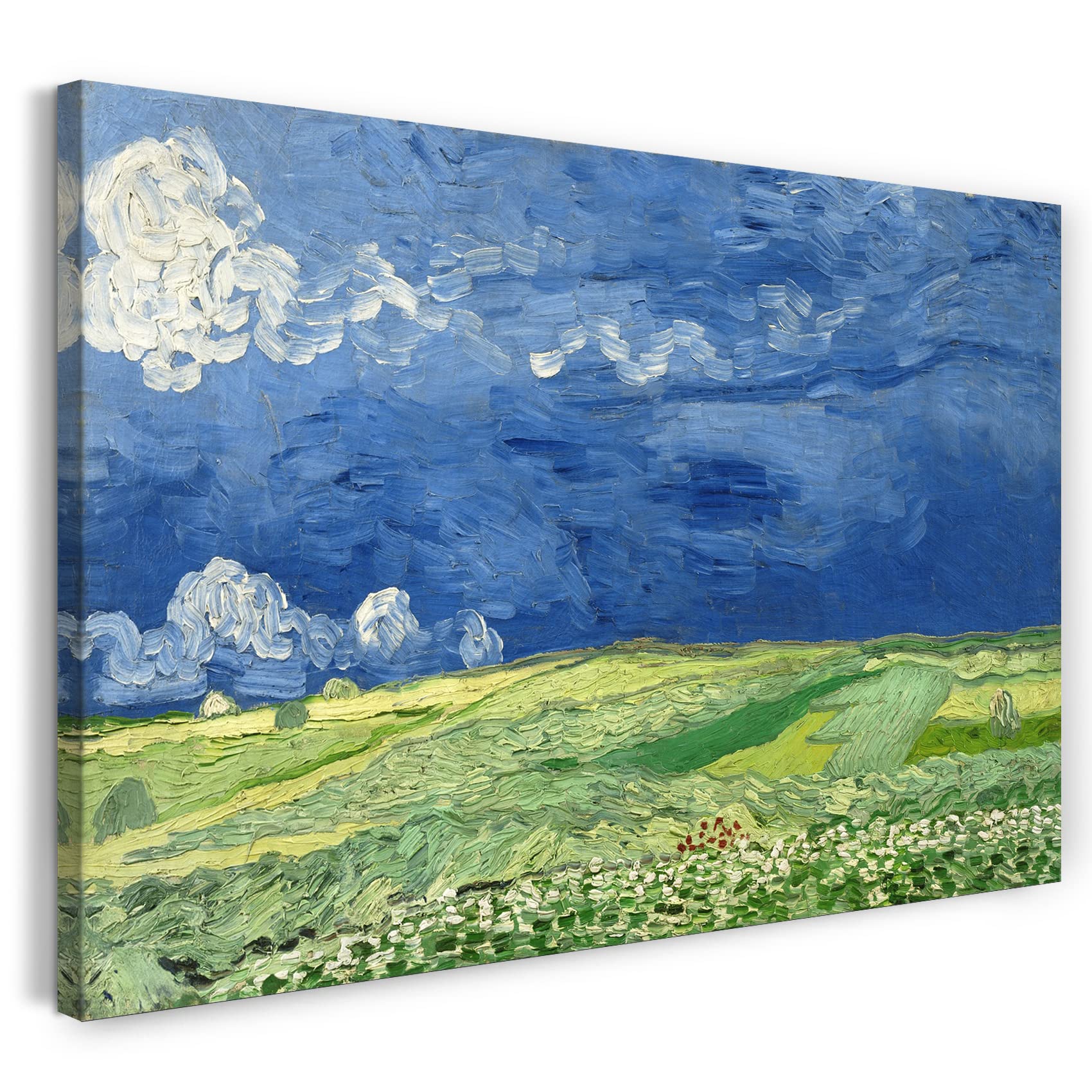 Printed Paintings Impression sur Toile (80x60cm): Vincent Van Gogh - Champ de blé sous Les Nuages