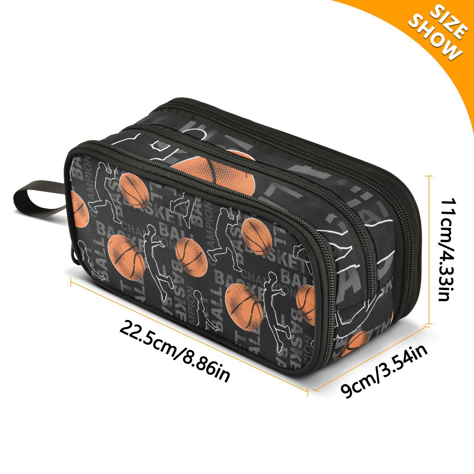 ISAOA Big Capacity Pencil Cases Basketball Pouch Bag Large Pen Bag Stationery Bag for Girls Boys Adults Student - Image 3
