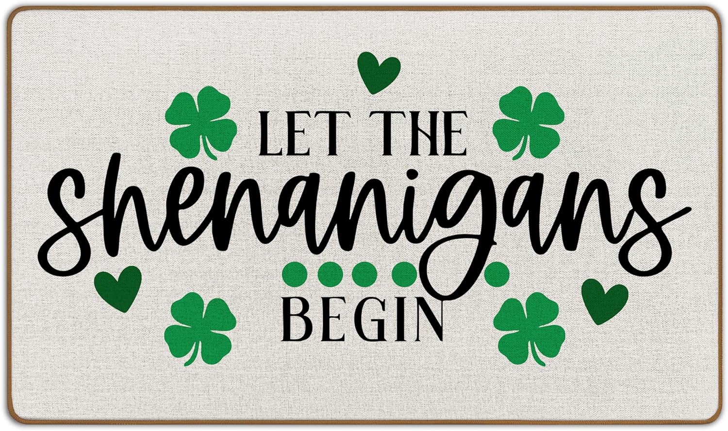 St Patrick's Day Door Mat, Let The Shenanigans Begin St Patricks Welcome Front Door Mat Indoor Outside Entrance, Four Leaf Clover Decor Doormats 17x29 Inch