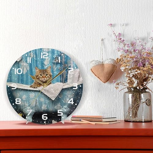 Miniatura 6 de Reloj de pared para gatos, silencioso sin tictac, funciona con pilas, reloj redondo decorativo creativo para cocina, sala de estar, baño, decoración