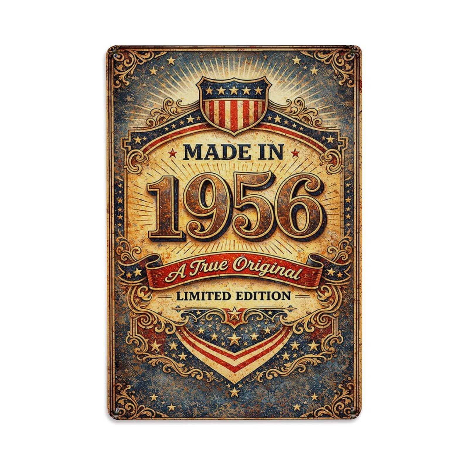 Nestemfo Vintage Made In Nineteen Fifty Six Tin Sign Metal Sign, Living Room,Bar, Home, Bedroom Wall Decor,Retro Metal Poster 8X12 Inches