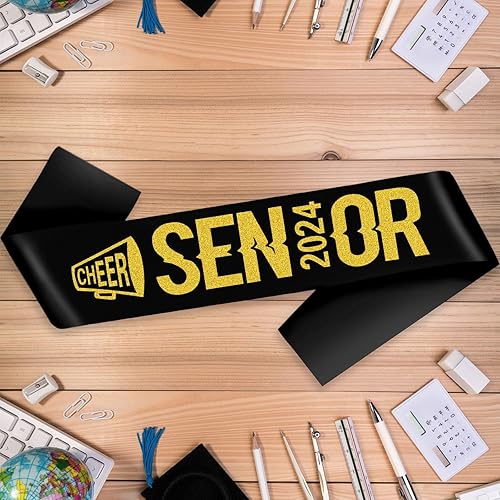 Miniatura 7 de SGKUED - 10 bandas para adultos mayores 2024, banda de satén negro para personas mayores 2024 con purpurina para animadora finalmente graduada, para