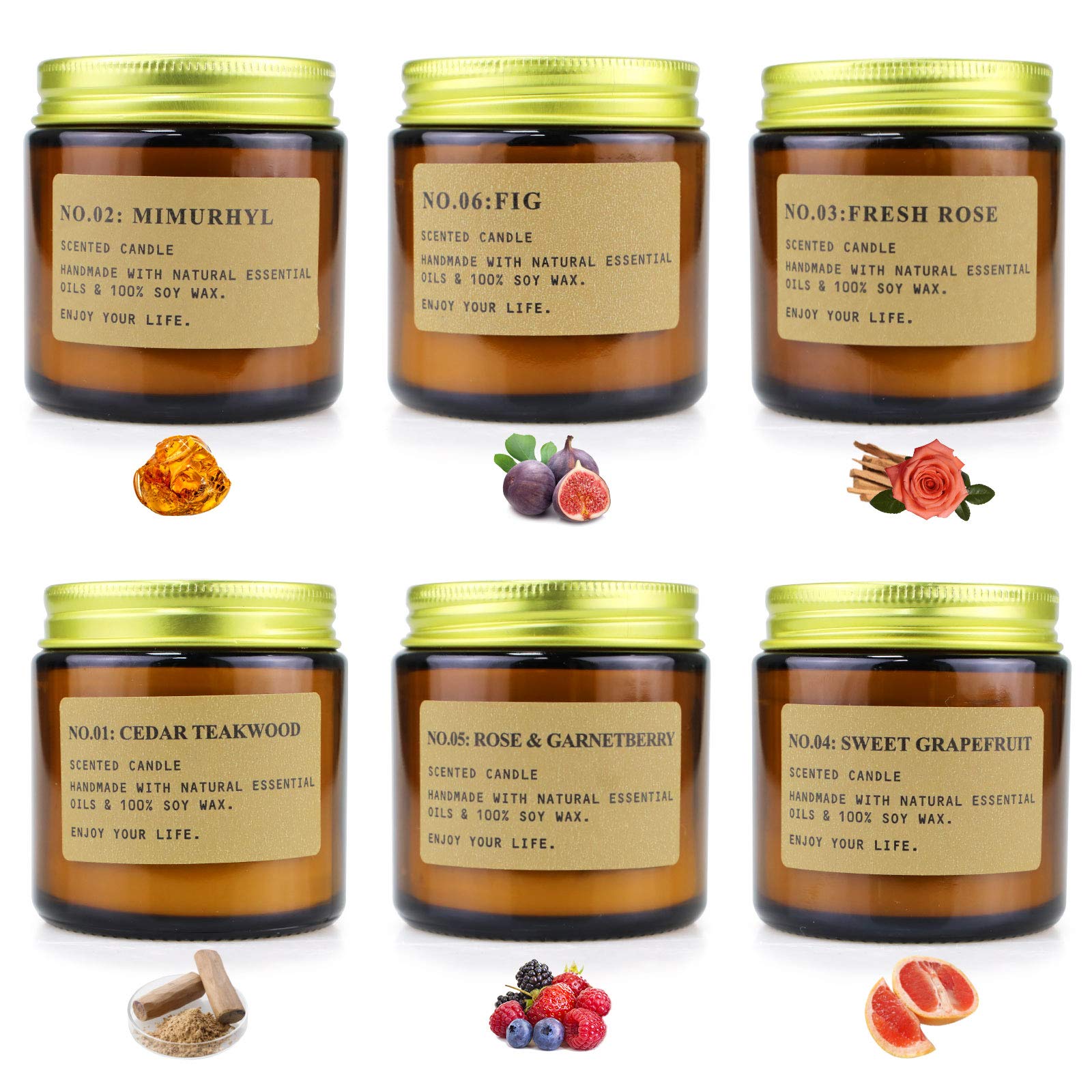 Juego de Velas Perfumadas de de Aromaterapia, 6 PCS, Velas Aromaticas de Cera de Soja, Regalos Originales para Mujer, Adecuadas para Dormitorio, Cumpleaños, Navidad Día de San Valentín Regalos