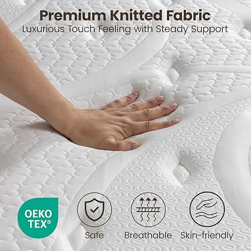 Miniatura 2 de Twin Mattress 12 Inches - Medium Firm Hybrid Cooling Mattresses - Thicker 2mm Steel for ShoulderLumbar Support & Pressure Relief, Fiberglass-Free,