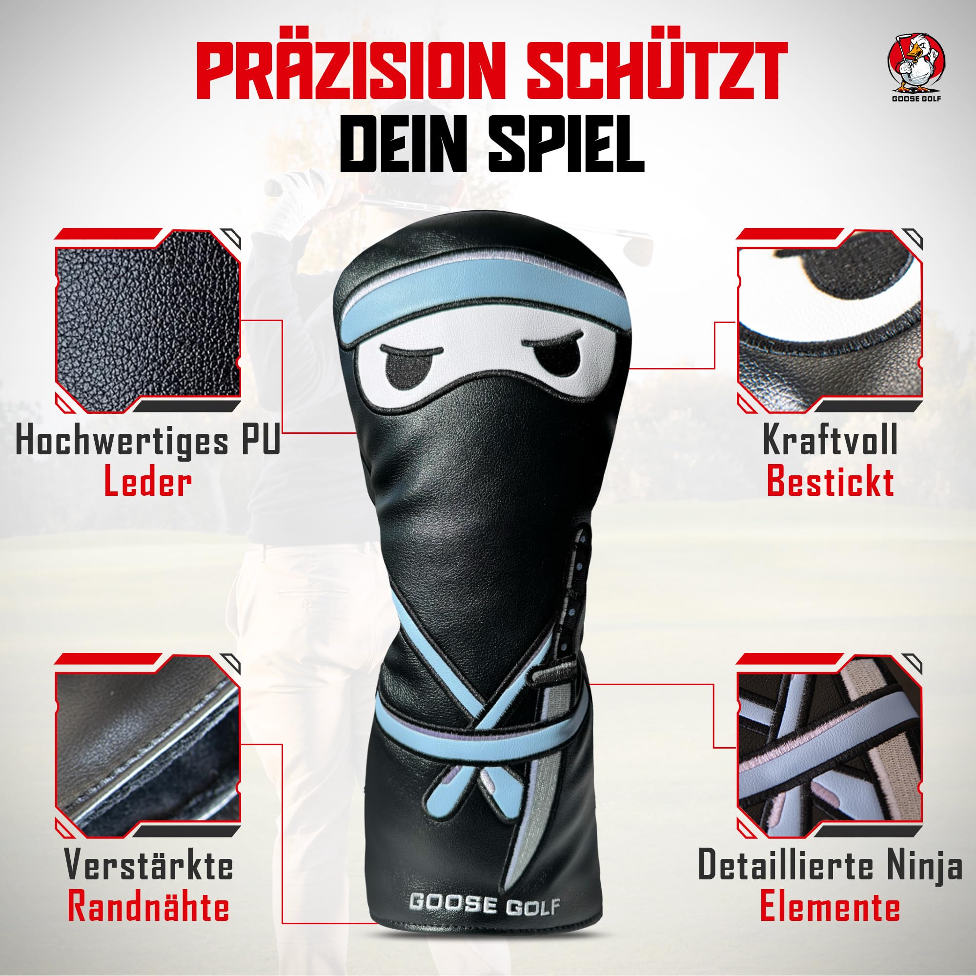 Universelle Golfschlägerhauben für Driver und Woods – kompatibel mit allen Marken (Callaway, Taylormade, Titleist…) – Premium-Schutz mit elastischem Verschluss – Goose Golf