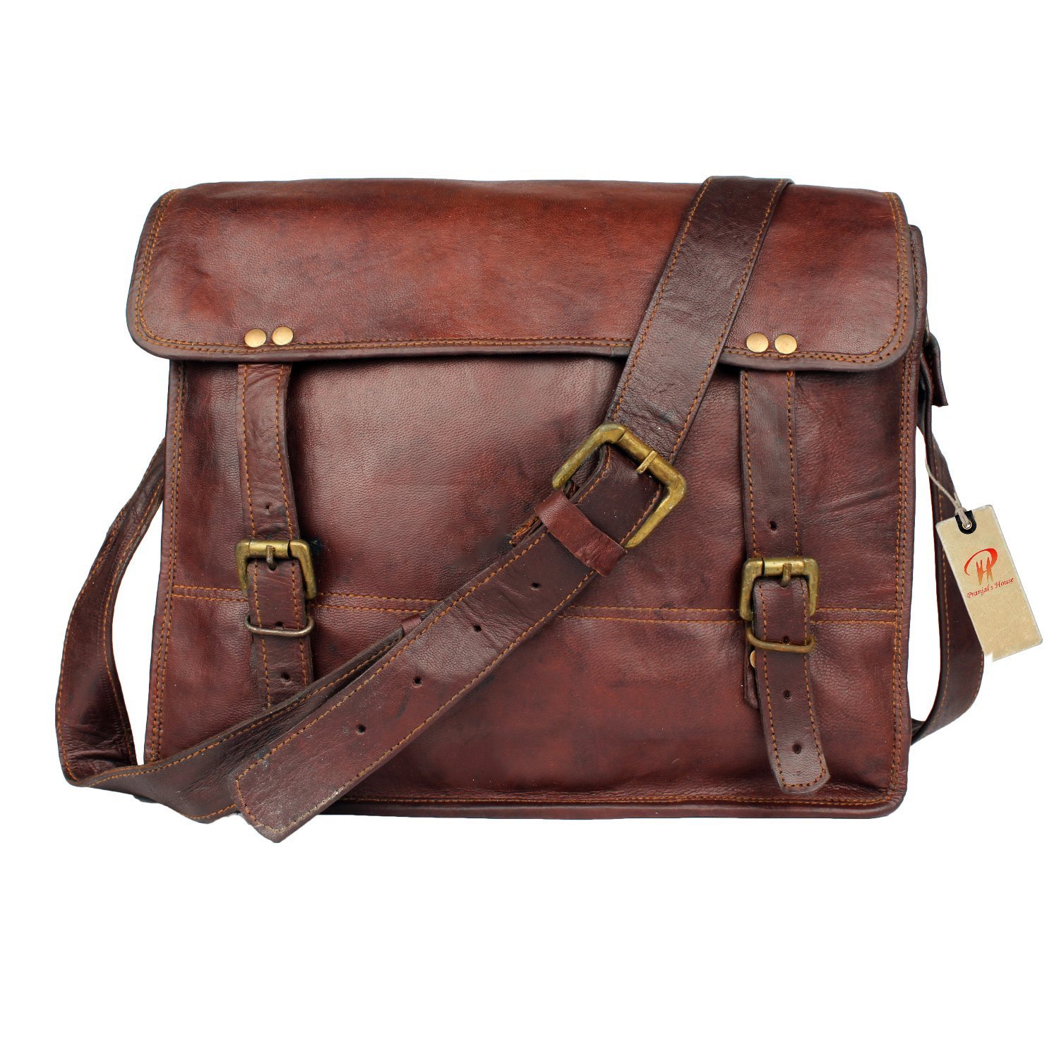 Vintage Handmade 13" Real Leather Messenger Shoulder Bag/ipad Bag-image-20